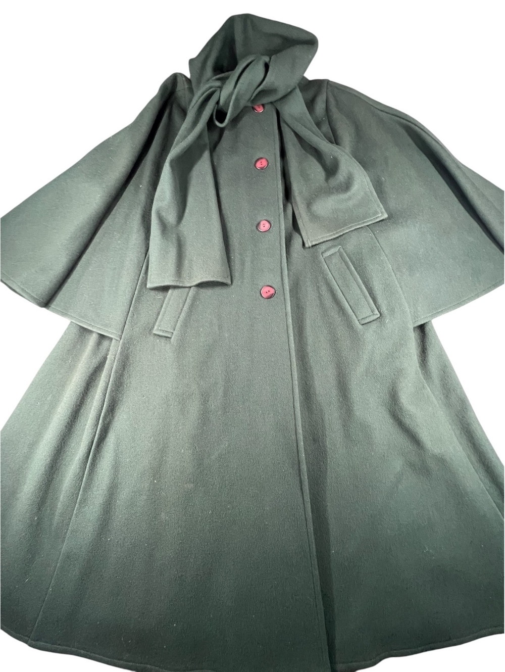 Vintage Spencer Douglas Wool Cape Coat Made in USA Scarf Funnel Neck - Picture 2 of 9
